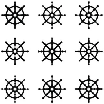 Ship wheel icon set Stock Illustration