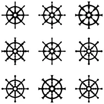 Ship wheel icon set Stock Illustration