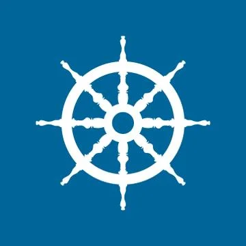 Ship Wheel Isolated on Blue Background Stock Illustration