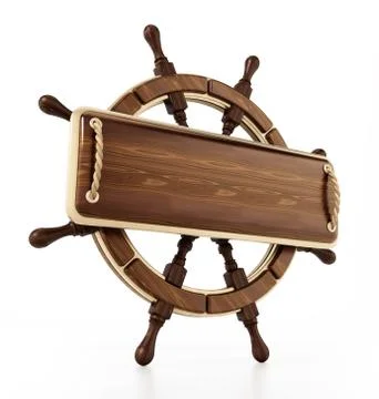 Ship wheel isolated on white background. 3D illustration Stock Illustration