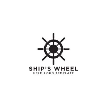 Ship wheel logo design template Illustrazione stock