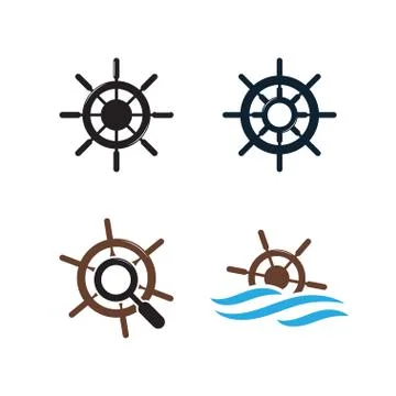 Ship wheel logo design template Stock Illustration