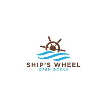 Ship wheel logo design template Stock Illustration