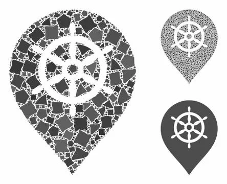 Ship wheel marker Composition Icon of Rough Items Illustrazione stock