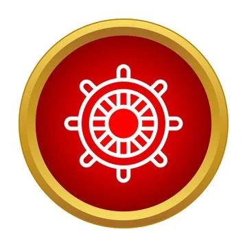 Ship wheel nautical navigation symbol in red circle Stock Illustration