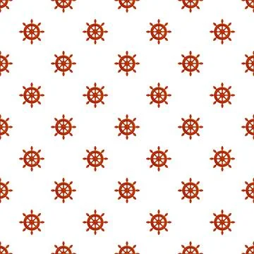 Ship wheel nautical pattern repeating on white background Stock Illustration