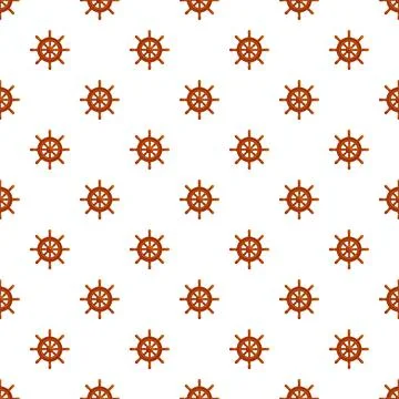 Ship wheel nautical pattern repeating on white background Stock Illustration