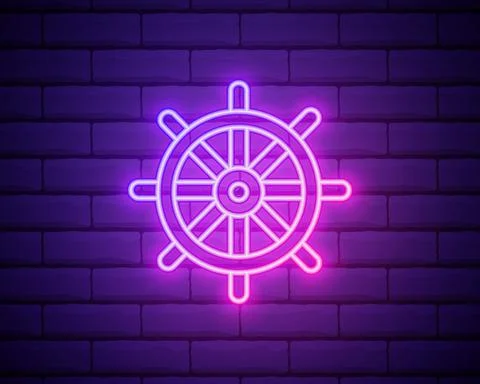 Ship wheel neon icon. Elements of summer set. Simple icon for websites, web d Stock Illustration