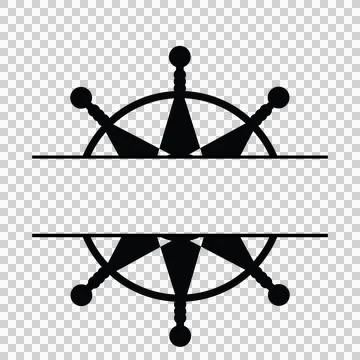 Ship Wheel With Spokes And Handles In Black Illustration