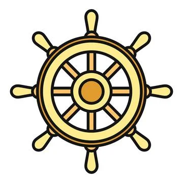 Ship wheel steering control with nautical navigation concept Stock Illustration