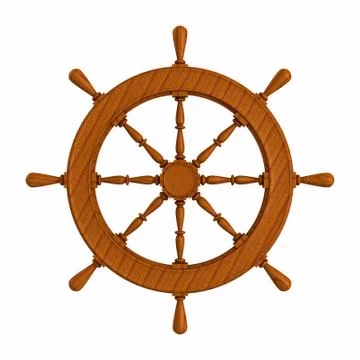 Ship wheel on white background. Isolated 3D illustration Illustrazione stock