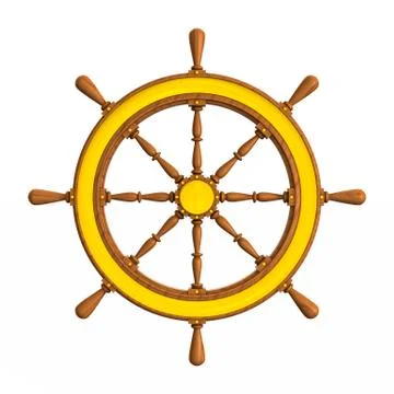 Ship wheel on white background. Isolated 3D illustration Stock Illustration