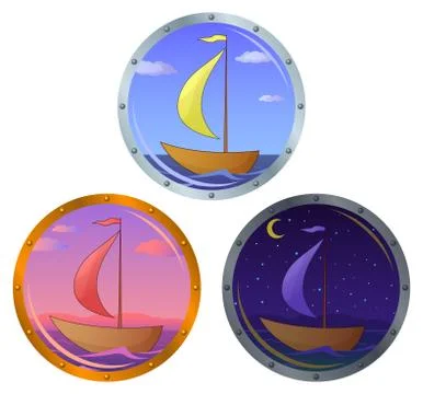 Ship in a window Stock Illustration