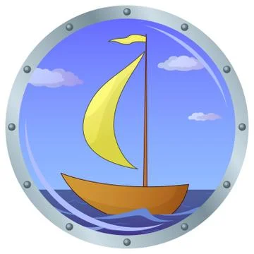 Ship in a window 스톡 일러스트
