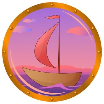 Ship in a window Stock Illustration