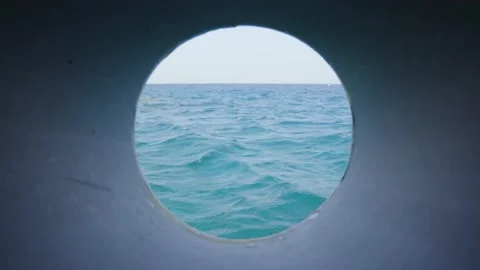 Ship Window with View on Sea Stock Footage 195294138