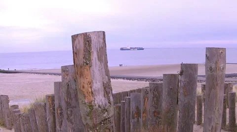 Ship on the winter sea. Stock Footage 34367289