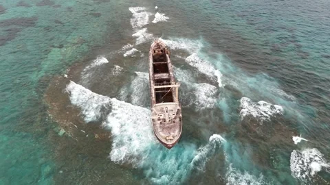 Ship wreck astroid shot Stock Footage 313363016