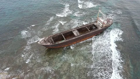 Ship wreck captured on Drone Video stock 150389096