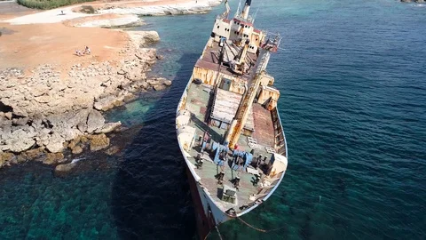 Ship wreck on Cyprus. Stock Footage 103934645