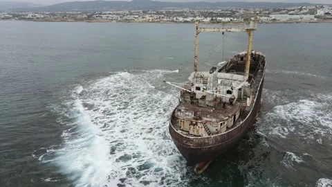 Ship Wreck in Cyprus Video stock 150378477