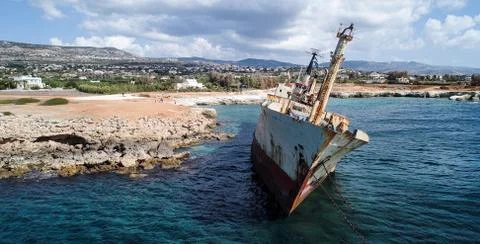 Ship wreck at Cyprus sea Stock Photos