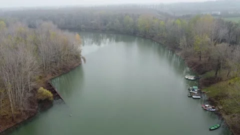Ship Wreck of the Second World War in the Po river in winter drone view, Emilia Video stock 226022656