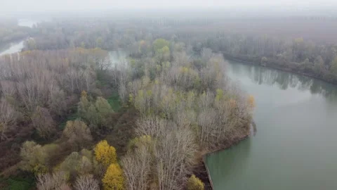 Ship Wreck of the Second World War in the Po river in winter drone view, Emilia Video stock 226024848