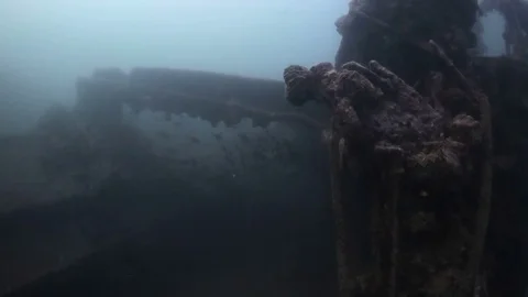 Ship wreck underwater dark 1 Stock Footage 77734841