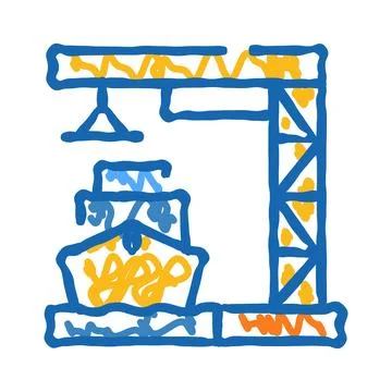 Shipbuilding industry sketch constructing large vessel doodle Ilustración de archivo