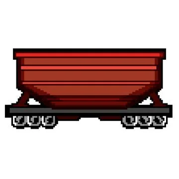 Shipment coal wagon pixel art vector illustration Illustrazione stock
