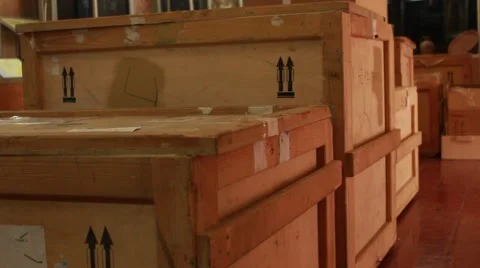 Shipment delivery logisics worker is opening cargo container box in the storage Stock Footage 49642718