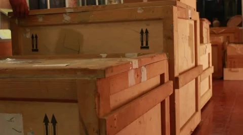 Shipment delivery logisics worker is opening cargo container box in the storage Video stock 49642726