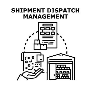 Shipment dispatch management controlling goods delivery process Stock Illustration