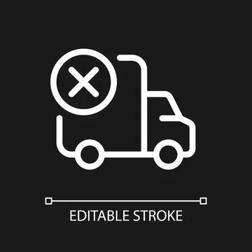 Shipment failed pixel perfect white linear ui icon for dark theme Stock-Illustration
