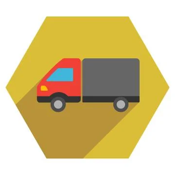 Shipment Flat Hexagon Icon with Long Shadow Stock Illustration