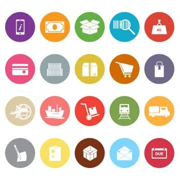 Shipment flat icons on white background Stock Illustration