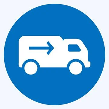 Shipment Icon in trendy long shadow style isolated on soft blue background Stock-Illustration