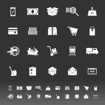 Shipment icons on gray background Stock Illustration