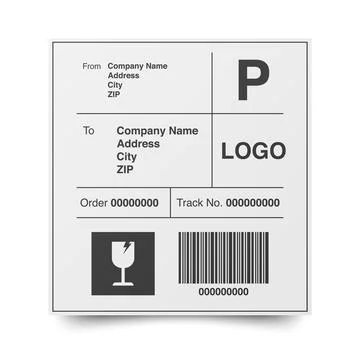 Shipment label template. Cargo sticker. Delivery bar code mockup Illustrazione stock