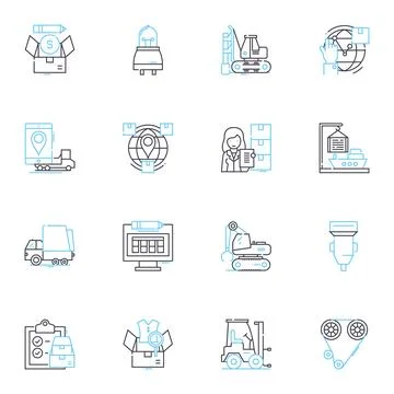 Shipment linear icons set. Delivery, Transport, Logistics, Cargo, Freight イラスト素材