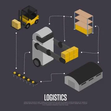 Shipment logistics isometric flowchart Stock Illustration