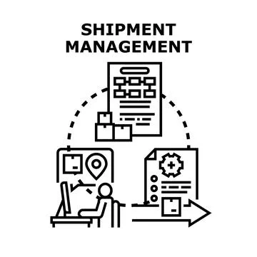 Shipment management system managing logistics distribution and delivery Stockillustratie