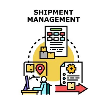 Shipment management system managing logistics distribution and delivery Stock Illustration