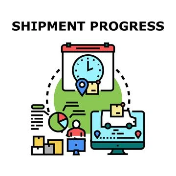 Shipment progress tracking logistics and delivery management Illustrazione stock