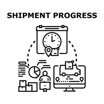 Shipment progress tracking logistics and delivery management Stock Illustration