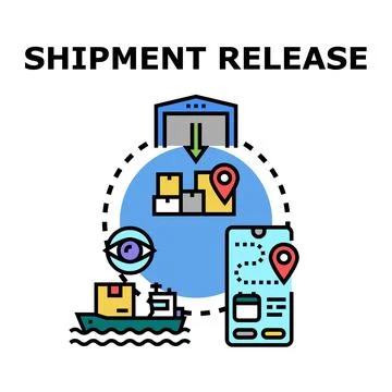 Shipment release logistic process tracking delivery icon Stock Illustration