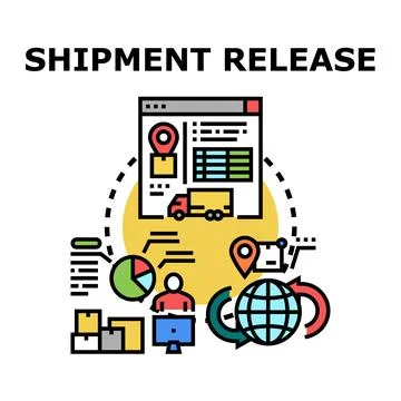 Shipment release logistic tracking global delivery concept イラスト素材