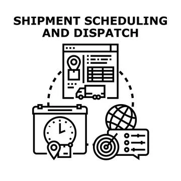 Shipment scheduling and dispatch planning logistics management Stock Illustration
