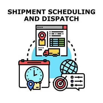 Shipment scheduling and dispatch planning logistics management Stock Illustration